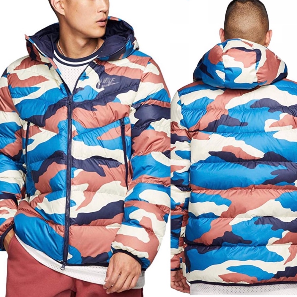 Nike Down Fill Hooded Multi Color Puffer Jacket BV4763-744 Men’s Small 2017 Camo